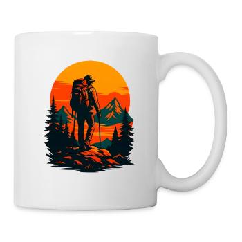 Aventurier au Coucher de Soleil en Montagne - Mug blanc - blanc - Droite