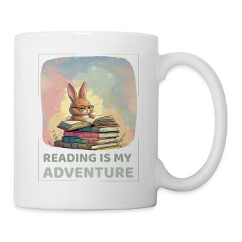 Rabbit reading with adventure style - Mug - white - Right