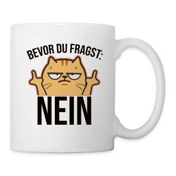 Avant de demander pas de doigt d’honneur chat - Mug blanc - blanc - Droite