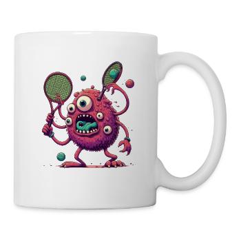 Monster Tennis Bunt und lustig - Tasse - Weiß - Rechts