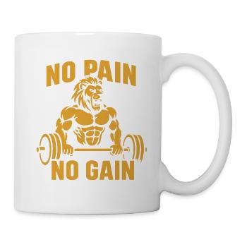 Lion avec design motivant avec haltères - Mug blanc - blanc - Droite