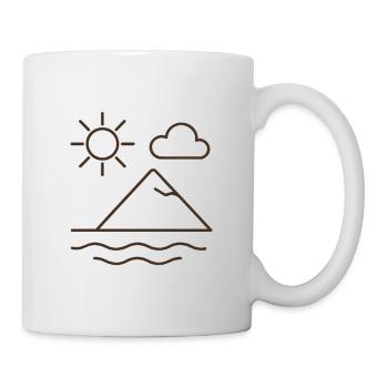 Minimalist mountain motif with sun and cloud - Mug - white - Right