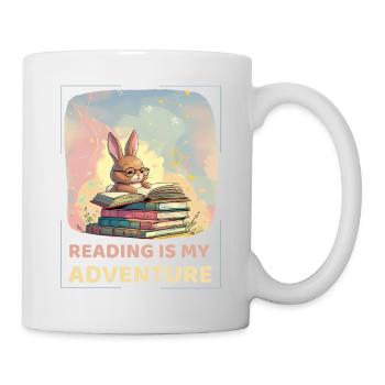 Rabbit reading with adventure style - Mug - white - Right