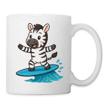 Kawaii Zebra Surfer Surfbrett Wellenreiten Sommer - Tasse - Weiß - Rechts