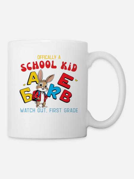 Schoolchild with ABC letters design - Mug - white