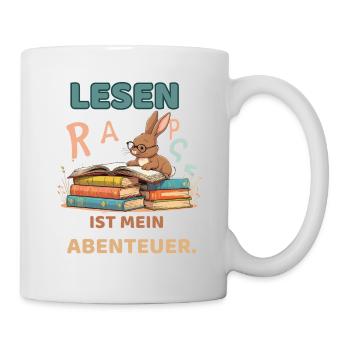 Leseabenteuer mit Häschen - Tasse - Weiß - Rechts