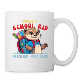 Funny schoolchild with backpack design - Mug - white - Right