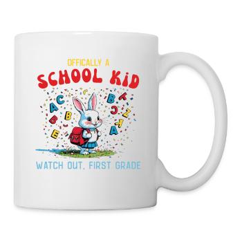 Funny school bunny design for first grader - Mug - white - Right