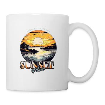 Sunset on the lake illustration - Mug - white - Right