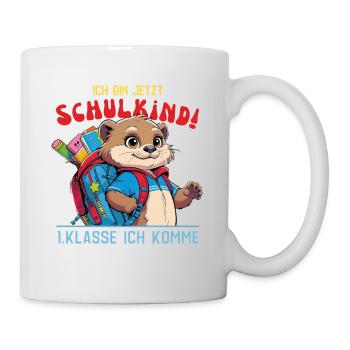 Back to school otter with school backpack - Mug - white - Right