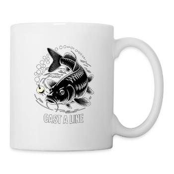 Cast a Line – Vintage Angelshirt für Männer - Tasse - Weiß - Rechts