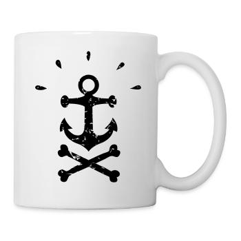 Jolly Roger Anker Street Art Stencil / schwarz - Tasse - Weiß - Rechts
