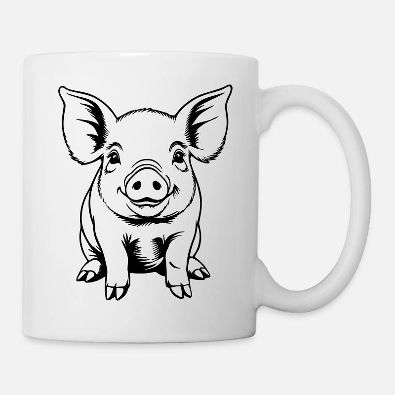 Pig Sow Piglet Piglet Sketch Drawing - Mug - white