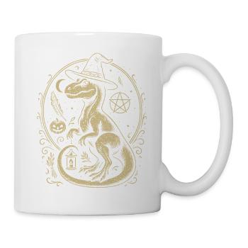 Witches Dino with Hat and Halloween Symbols - Mug - white - Right