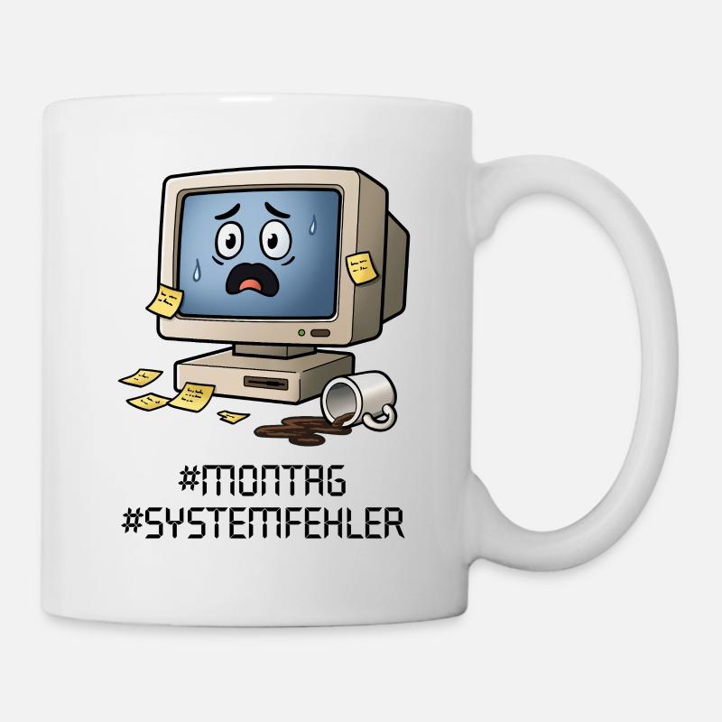 #Montag #Systemfehler – Retro-PC, Kaffee&Bürohumor - Tasse - Weiß
