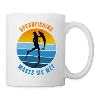 Retro Spearfishing Makes Me Wet Humor Design - Mug - white - Right