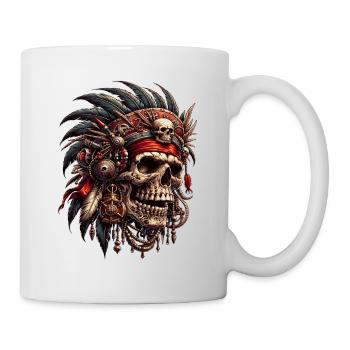 Mystischer Skull Krieger Tribal Design - Tasse - Weiß - Rechts
