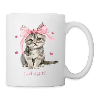 Just a Girl Coquette Shirt | Girly Top in Pink - Tasse - Weiß - Rechts