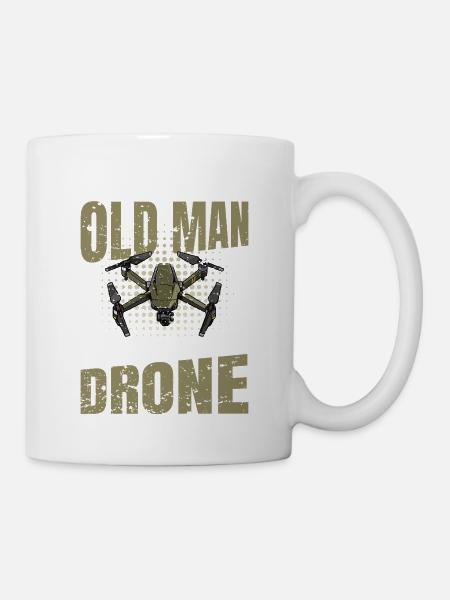 Vieil homme avec un drone Drone disant - Mug blanc - blanc