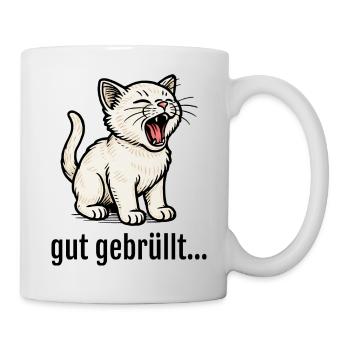 Un chaton mignon rugit en disant : « Le lion » - Mug blanc - blanc - Droite