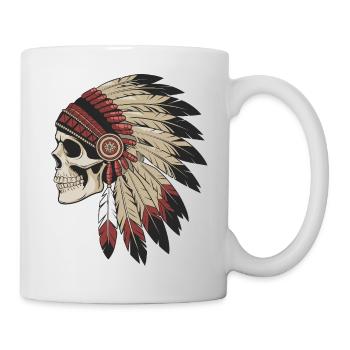 Crâne Indien avec Plumes Traditionnelles - Mug blanc - blanc - Droite
