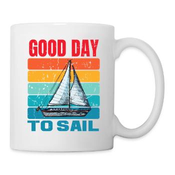 Good Day To Sail Distressed Retro Vintage Sailboat - Mug - white - Right