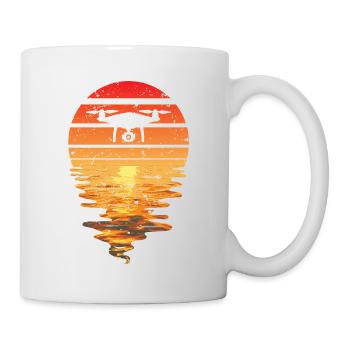 Drohne Sonnenuntergang Retro - Tasse - Weiß - Rechts