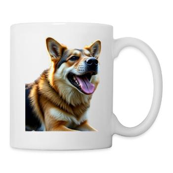 Herbstlicher Hundemotiv mit warmen Farben - Tasse - Weiß - Rechts