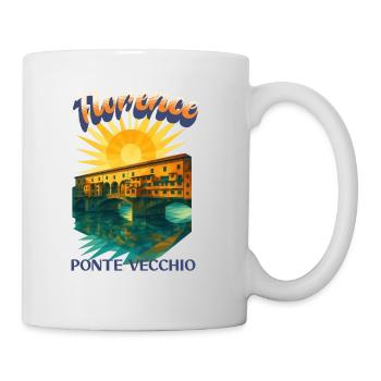 Florence - Ponte Vecchio Retro Vintage Design - Tasse - Weiß - Rechts