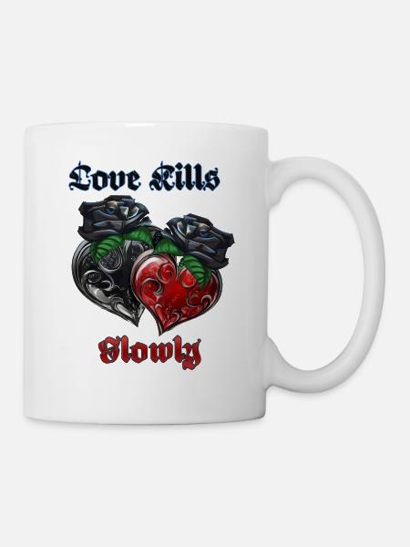 Love in gothic style with hearts and roses - Mug - white