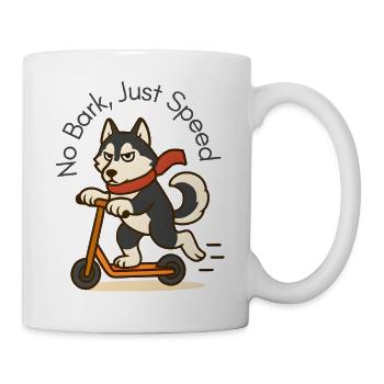 Sassy Husky on Scooter Art - Mug - white - Right