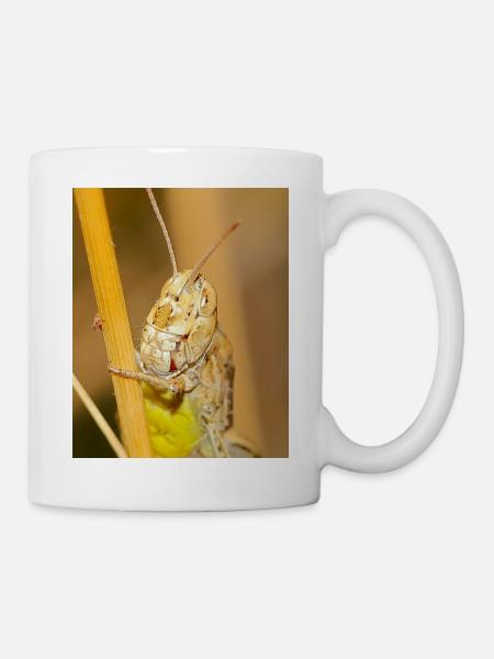 Macro photograph of a grasshopper in details - Mug - white