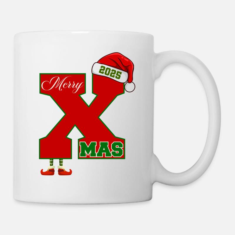 Weihnachten 2025 Merry X Mas Design - Tasse - Weiß