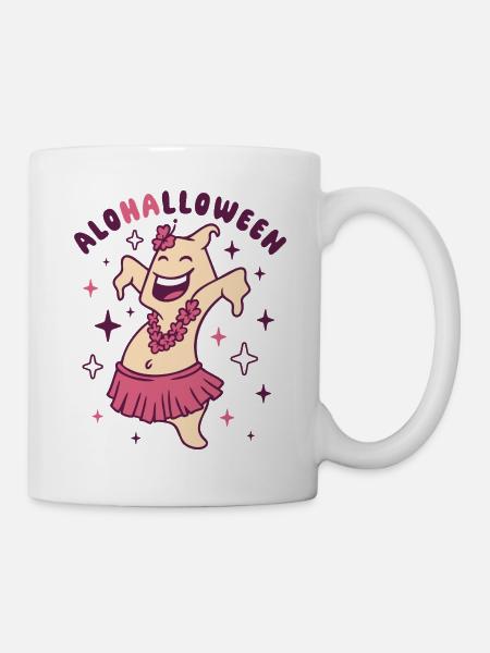 Halloween Funny Ghost in Hula Skirt - Mug - white