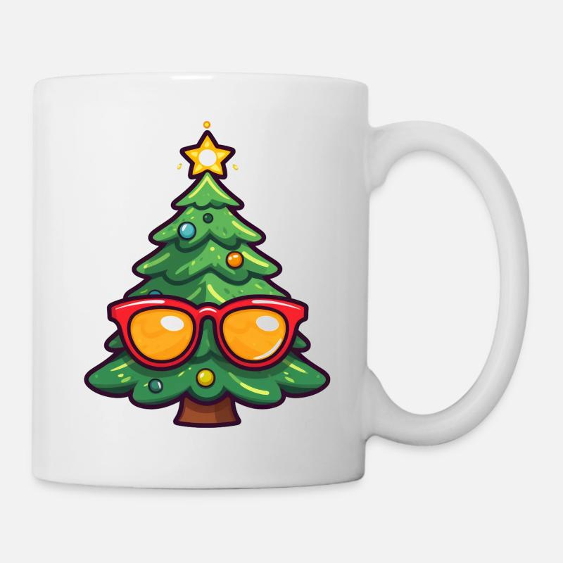 Sapin de Noël festif avec lunettes de soleil - Mug blanc - blanc