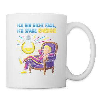 Energiegeladenes Chill-Design mit Glühbirne - Tasse - Weiß - Rechts