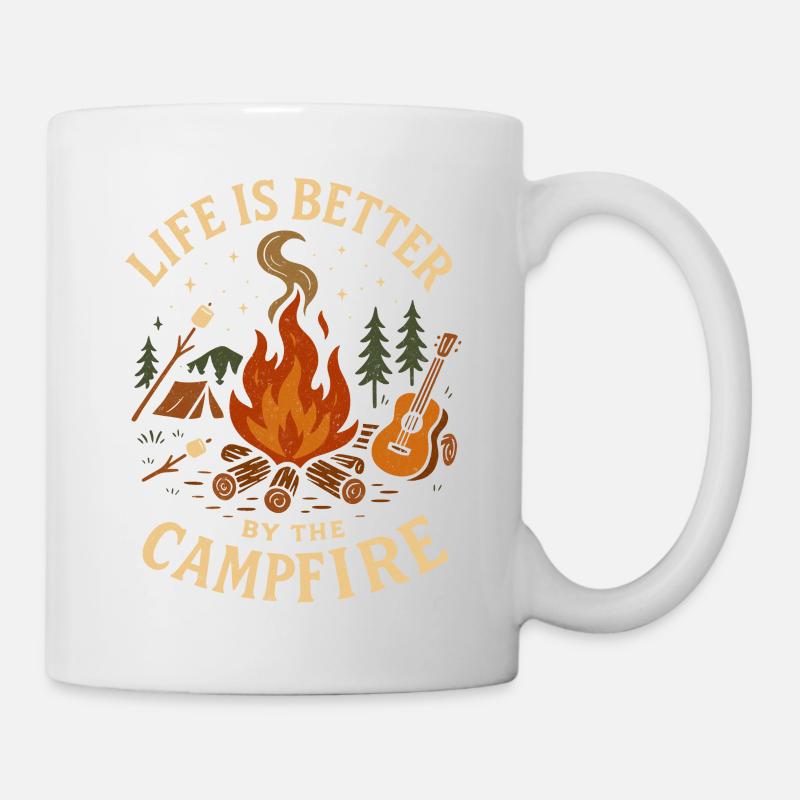 Life is better by the Campfire - Mug - white