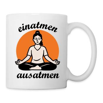Yoga - einatmen, ausatmen - Tasse - Weiß - Rechts
