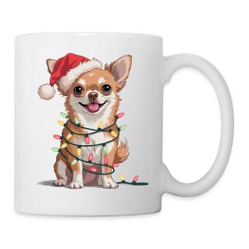 Festlicher Chihuahua mit Lichterkette - Tasse - Weiß - Rechts