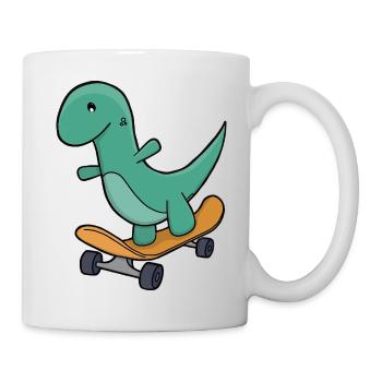 Playful Dinosaur on Skateboard - Mug - white - Right