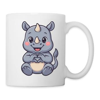 Cute rhinoceros with heart hands - Mug - white - Right