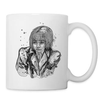 Shy black and white drawing carographic - Mug - white - Right