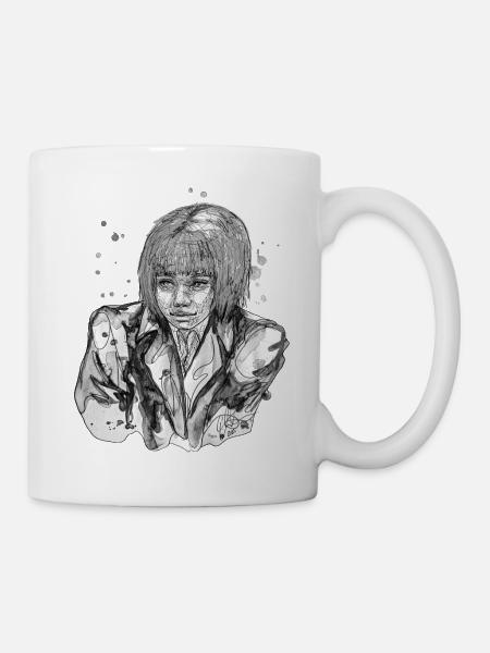Shy Schwarzweiß Zeichnung carographic - Tasse - Weiß