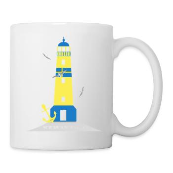 Leuchtturm mit Anker und Möwen - Tasse - Weiß - Rechts