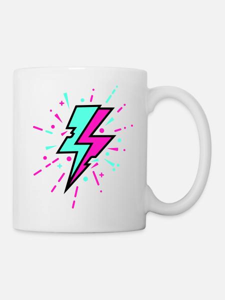 Retro Lightning Bolt Colorful Style - Mug - white