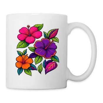 Lebendige Hibiskus-Blumenmotive - Tasse - Weiß - Rechts