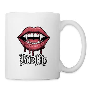 Vampirische Lippen mit Gier und Biss - Tasse - Weiß - Rechts