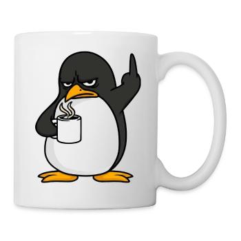 Pinguin Kaffee Kaffeeliebhaber Büro Mittelfinger - Tasse - Weiß - Rechts