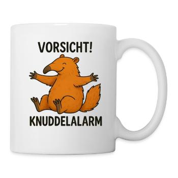 Nasenbär Teddybär Knuddeln Süß Liebe Warnung  - Tasse - Weiß - Rechts