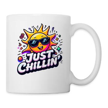 Just chillin Sonniges Motiv lächelnder Sonne  - Tasse - Weiß - Rechts